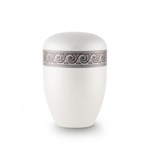 Biodegradable Urn (White with Silver Wave Border)